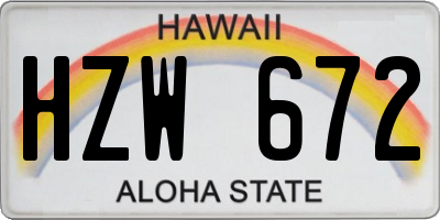 HI license plate HZW672