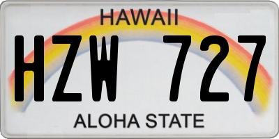 HI license plate HZW727