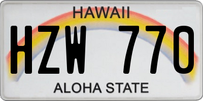 HI license plate HZW770