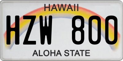 HI license plate HZW800