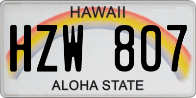 HI license plate HZW807