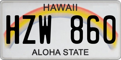 HI license plate HZW860
