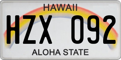 HI license plate HZX092
