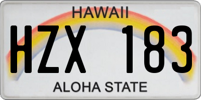 HI license plate HZX183