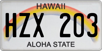 HI license plate HZX203