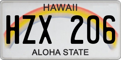 HI license plate HZX206