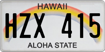 HI license plate HZX415