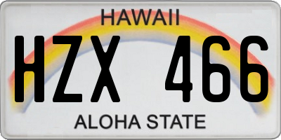 HI license plate HZX466