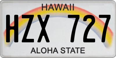 HI license plate HZX727