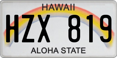 HI license plate HZX819