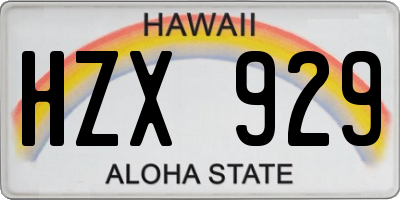 HI license plate HZX929