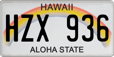 HI license plate HZX936