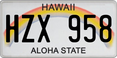 HI license plate HZX958