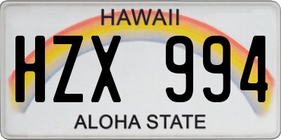 HI license plate HZX994
