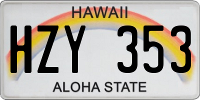 HI license plate HZY353