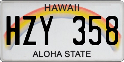 HI license plate HZY358