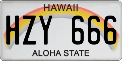 HI license plate HZY666