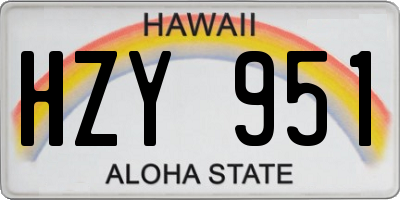 HI license plate HZY951
