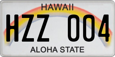 HI license plate HZZ004