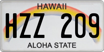 HI license plate HZZ209
