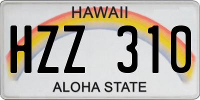HI license plate HZZ310