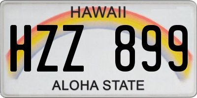 HI license plate HZZ899