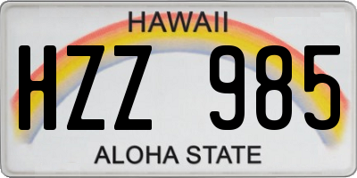 HI license plate HZZ985