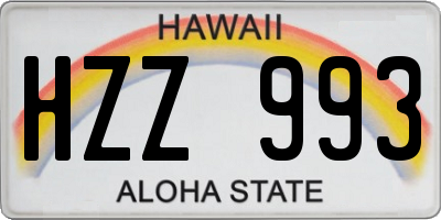 HI license plate HZZ993