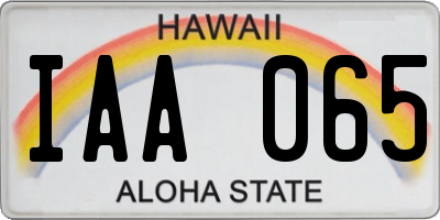 HI license plate IAA065