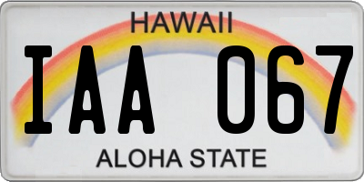 HI license plate IAA067
