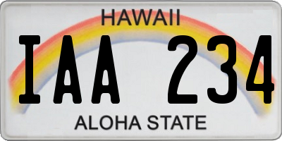 HI license plate IAA234