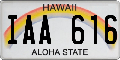HI license plate IAA616