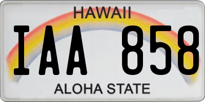HI license plate IAA858
