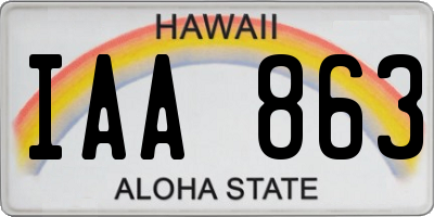 HI license plate IAA863