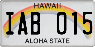 HI license plate IAB015