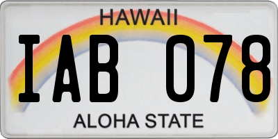 HI license plate IAB078