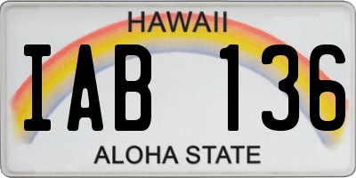 HI license plate IAB136
