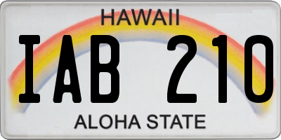 HI license plate IAB210