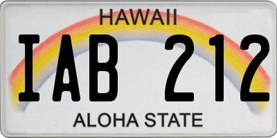 HI license plate IAB212