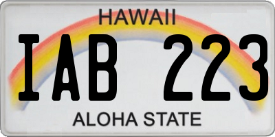 HI license plate IAB223