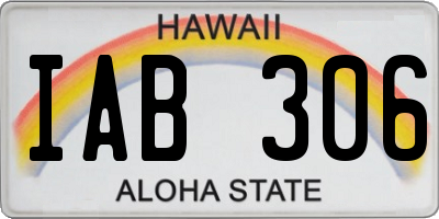 HI license plate IAB306