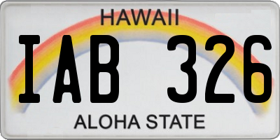 HI license plate IAB326