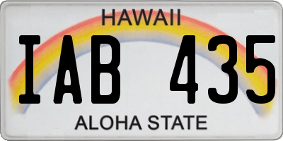 HI license plate IAB435