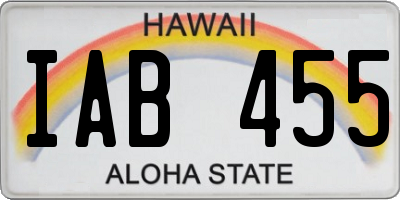 HI license plate IAB455