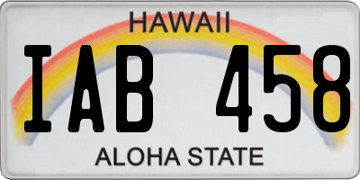 HI license plate IAB458
