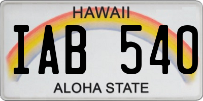 HI license plate IAB540