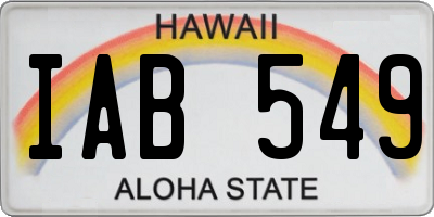 HI license plate IAB549