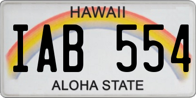 HI license plate IAB554