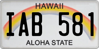 HI license plate IAB581