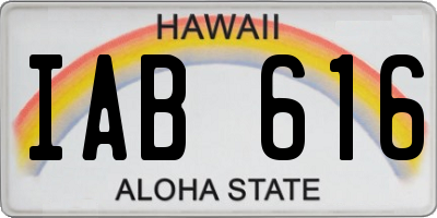 HI license plate IAB616